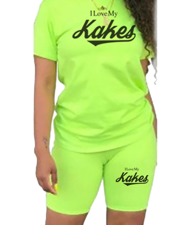 I Love My Kakes Lime Green Sport Suit ( Black Letters )