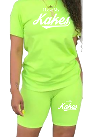 I Love My Kakes Lime Green Sport Suit ( White Letters )